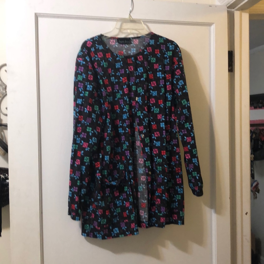 cherokee patterned scrub jacket